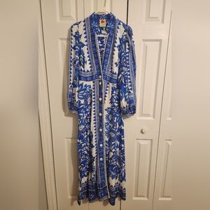 Farm Rio Blue Floral Maxi Dress